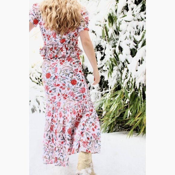 Block print summer dress with waist ruffle - Picture 5 of 6